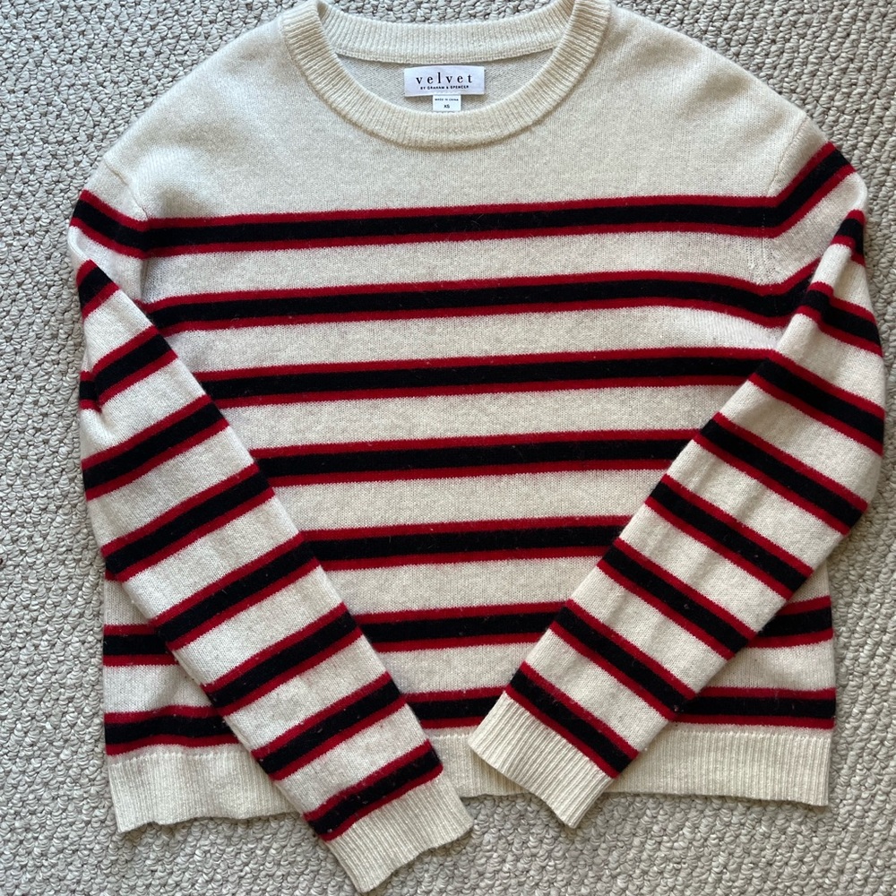 velvet by Graham and Spencer striped cashmere sweater